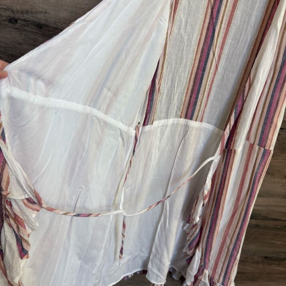 Rails Wrap Dress XS Madison Jewel Stripe Linen Luxury Coastal Artsy Preppy Retro - Picture 3 of 13